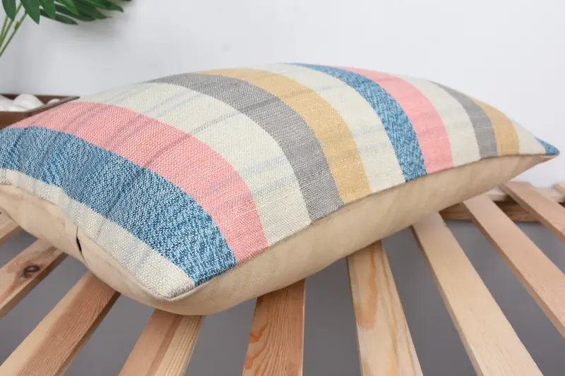 Handwoven Pillow, Antique Pillows, Lounge Throw Pillow Case, Kilim Pillow Cover, Turkish Kilim Pillow, Pillow, 16x24 Blue Pillow Case - 6