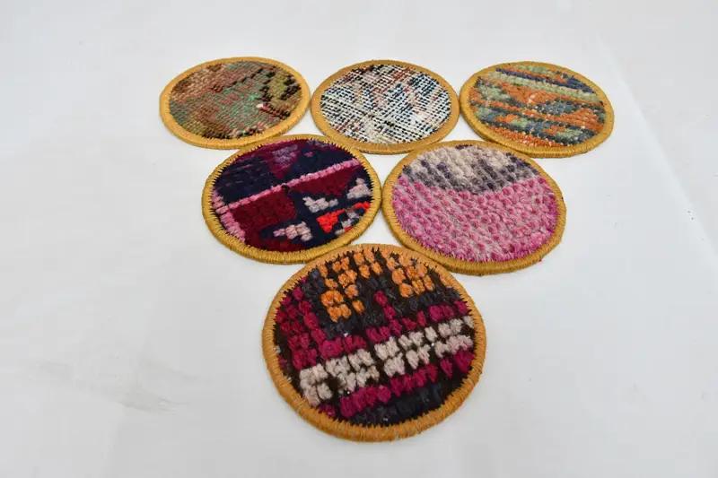 Bohemian Round Coasters, Brown and Red Ethnic Coasters