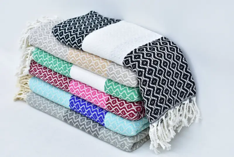 Personalized Turkish Light Gray-Dark Gray Striped Towel, 70x40 Inches