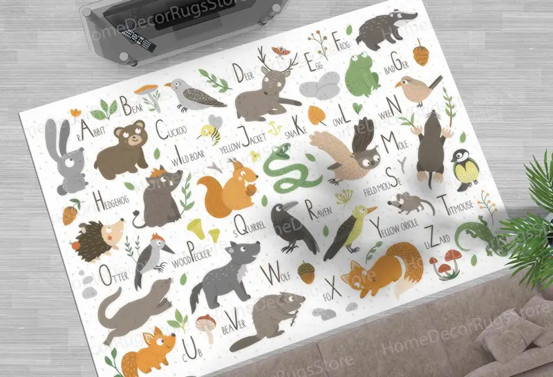 Safari Adventure Printed Rug for Kids' Playroom and Nursery