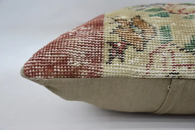 Vintage Kilim Throw Pillow, Floor Pillow Case, Yoga Cushion Cover, Pillow Sham, Interior Designer Pillow, Pillow for Couch, 24x24 Beige Cushion Case - 5