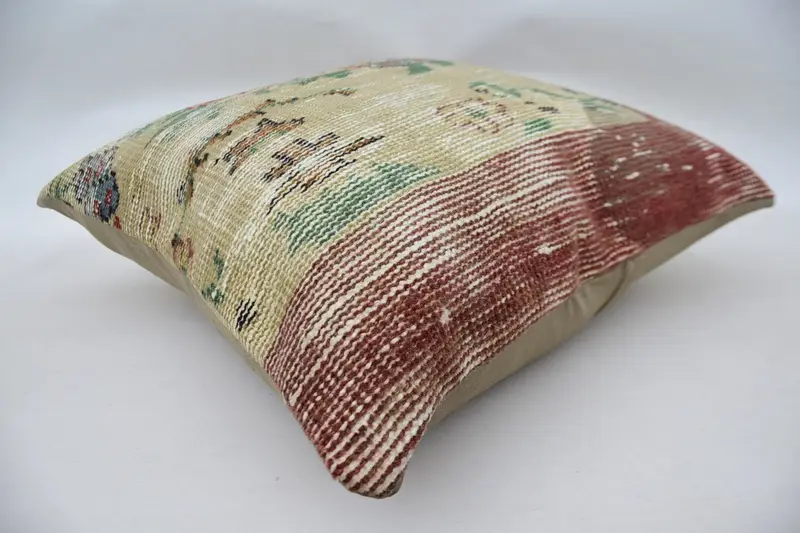 Vintage Kilim Throw Pillow, Floor Pillow Case, Yoga Cushion Cover, Pillow Sham, Interior Designer Pillow, Pillow for Couch, 24x24 Beige Cushion Case - 6