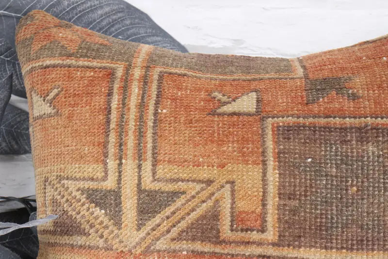 Pillow, Antique Pillows, Home Decor Pillow, Kilim Pillow Cover, Seat Pillow, 16x16 Orange Pillow Cover, Farmhouse Cushion Case - 2