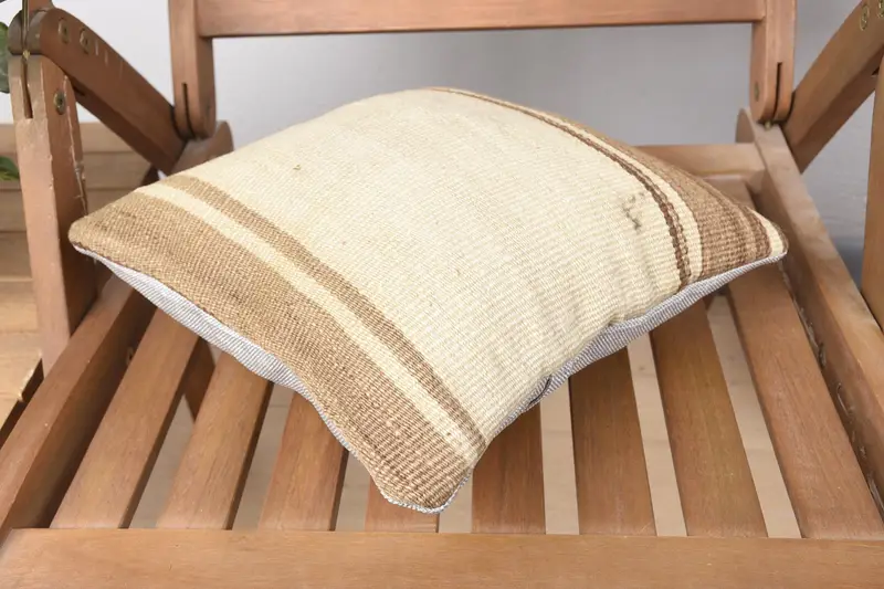 12x12 Beige Cushion Case, Chair Pillow Sham, Turkish Kilim Pillow, Throw Kilim Pillow, Pillow for Couch, Cushion Case - 4