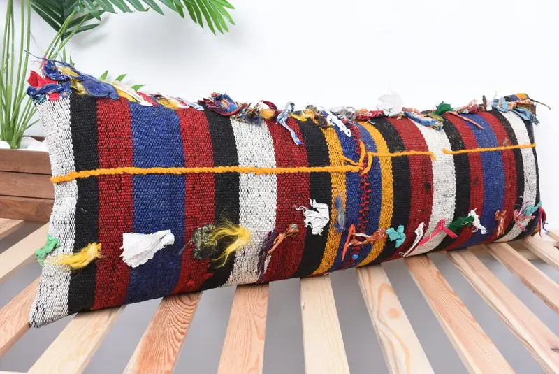 Antique Pillows, Seat Pillow Cover, 12x36 White Cushion, Handmade Kilim Cushion, Cushion, Kilim Pillow, Vintage Kilim Pillow Cushion Cover - 4