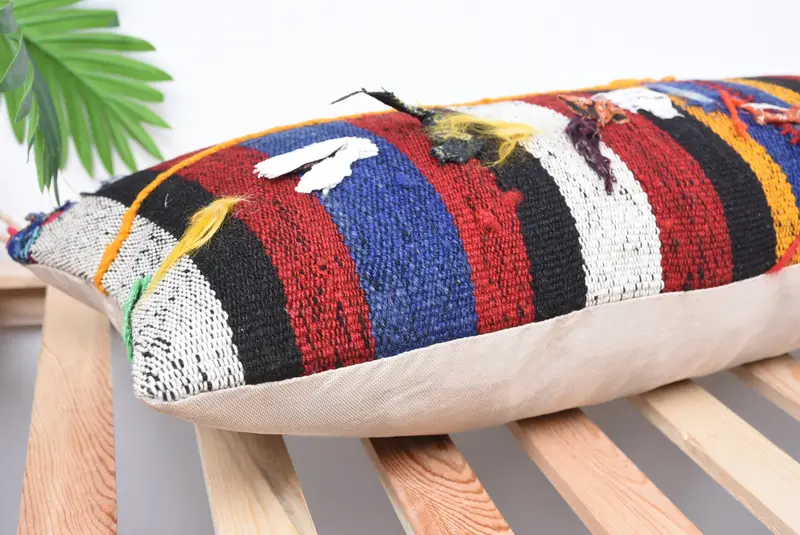 Antique Pillows, Seat Pillow Cover, 12x36 White Cushion, Handmade Kilim Cushion, Cushion, Kilim Pillow, Vintage Kilim Pillow Cushion Cover - 6