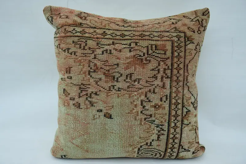 Vintage Moroccan Pillow Cover, Beige 32x32 inch Wool Pillow Sham - 1