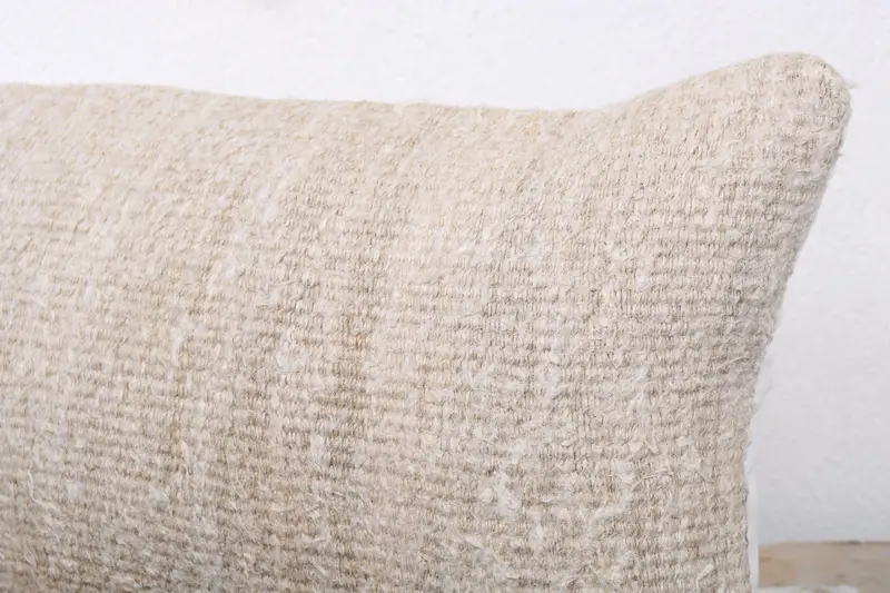 Cushion Case, Turkish Kilim Pillow, Vintage Kilim Throw Pillow, Interior Designer Pillow, 12x24 Beige Cushion, Bohemian Cushion Cushion - 5