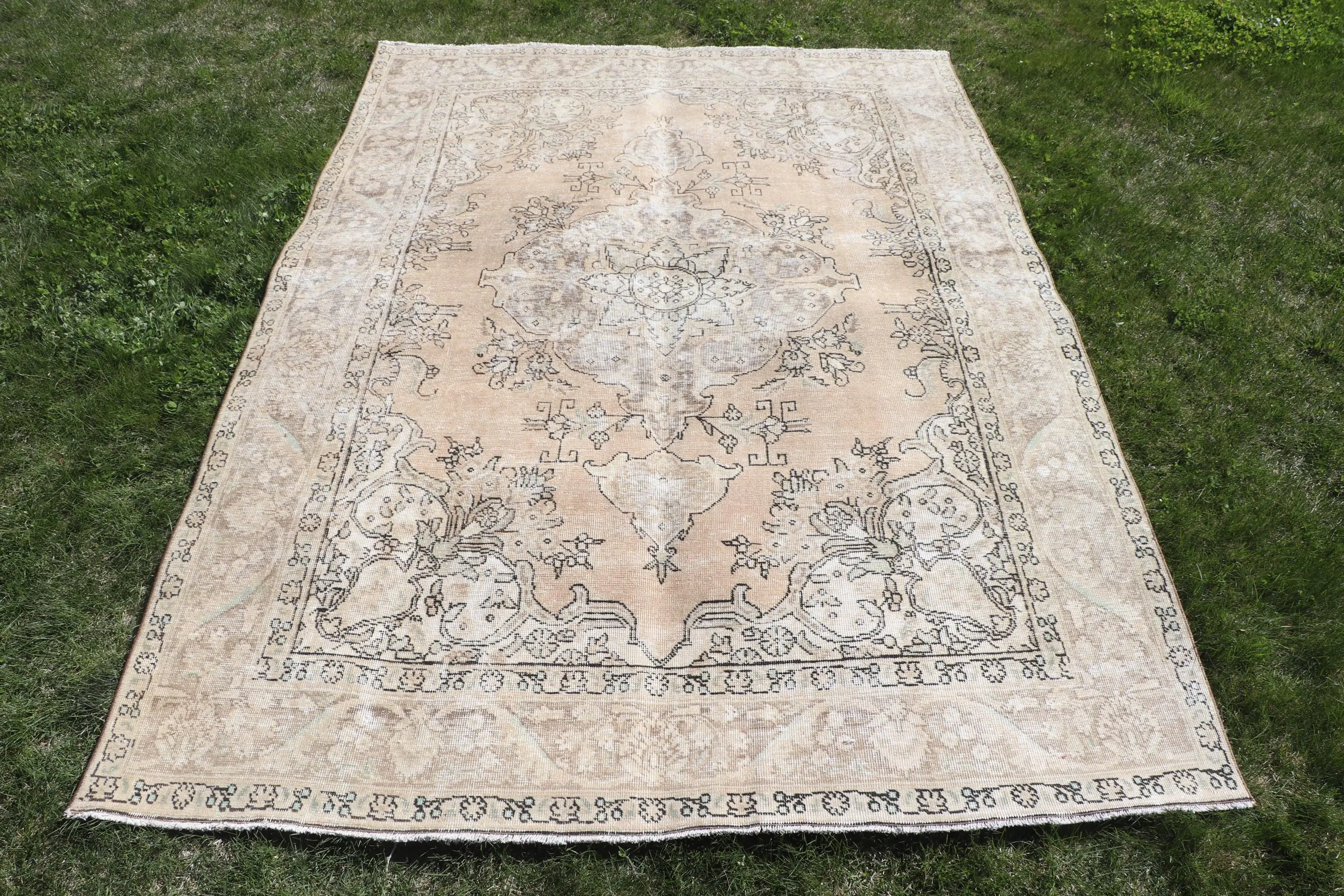 Turkish Rug 6.46x9.2 ft (197x280 cm), Brown Animal Print Vintage Rug - 1