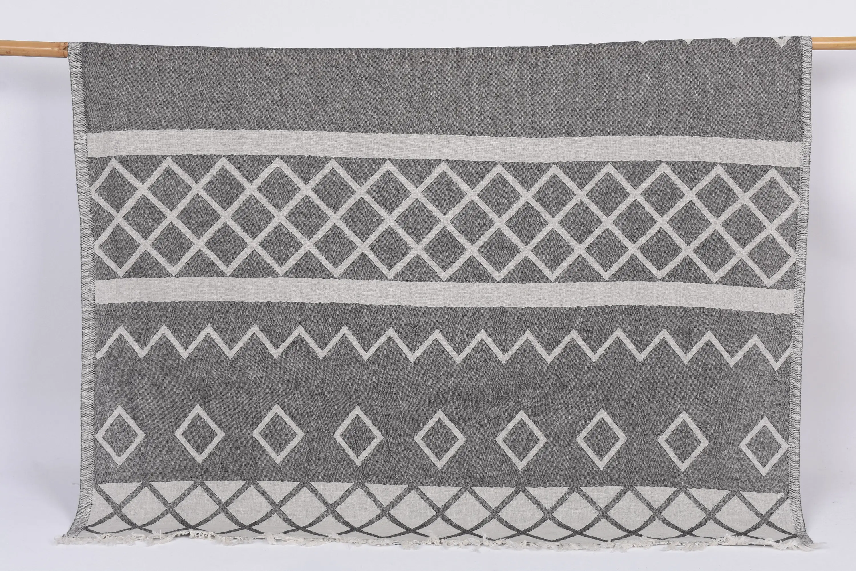 Bridesmaid Favors Custom Black Geometric Turkish Towel, 63x36 Inches - 1