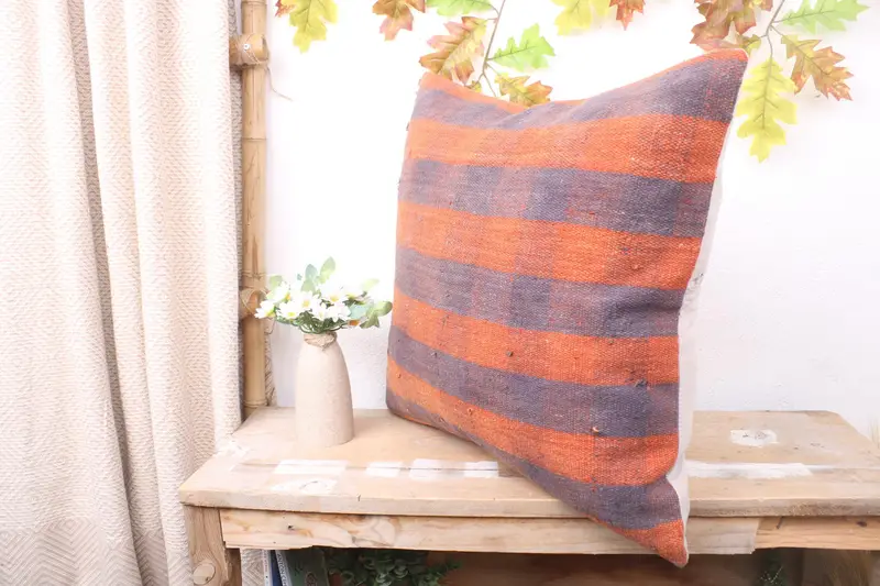 Pillow Case, Kilim Pillow, Bed Pillow Sham, 20x20 Red Cushion Case, Anatolian Cushion, Sofa Cushion Case, Turkish Kilim Pillow, Boho Pillow - 4