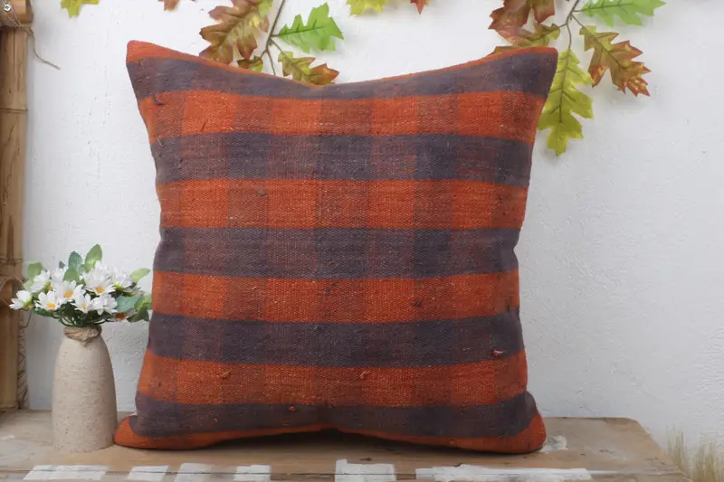 Pillow Case, Kilim Pillow, Bed Pillow Sham, 20x20 Red Cushion Case, Anatolian Cushion, Sofa Cushion Case, Turkish Kilim Pillow, Boho Pillow - 2