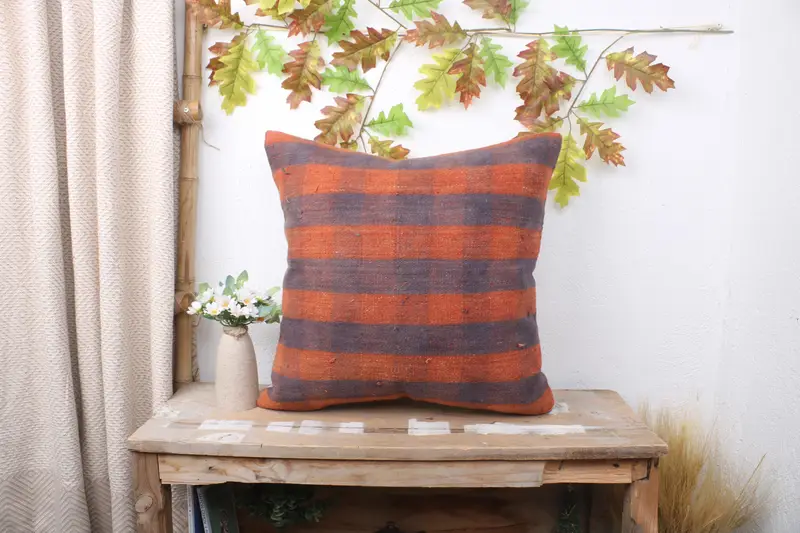 Pillow Case, Kilim Pillow, Bed Pillow Sham, 20x20 Red Cushion Case, Anatolian Cushion, Sofa Cushion Case, Turkish Kilim Pillow, Boho Pillow - 1