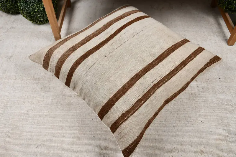 Handmade Rug Seat Pillow Case, Pillow for Sofa, Interior Designer Pillow, 32x32 White Pillow Case, Cushion Case, Home Decor Pillow, Toss Pillow Sham - 8