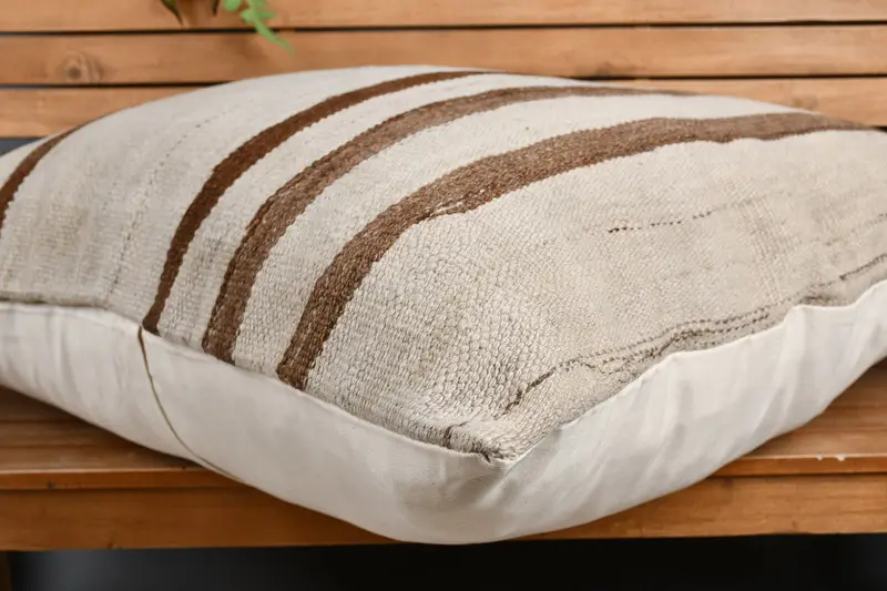 Handmade Rug Seat Pillow Case, Pillow for Sofa, Interior Designer Pillow, 32x32 White Pillow Case, Cushion Case, Home Decor Pillow, Toss Pillow Sham - 3