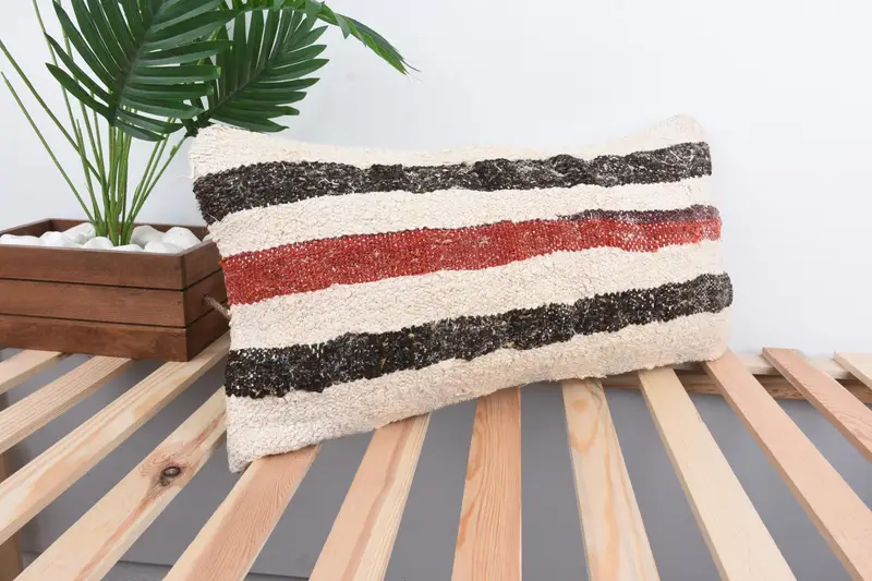 Handmade Throw Cushion Cover, 12x24 White Pillow Sham, Vintage Kilim Throw Pillow, Vintage Kilim Pillow, Antique Pillows, Cushion Case - 4
