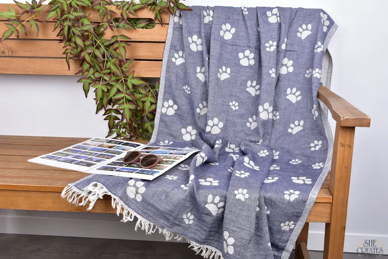 Guest Towel, Turkish Beach Towel Bulk, 70x36 Cotton Paw Design Towel, Embroidered Towel, Custom Wedding Gift, Best Beach Towel, Personalised Gift - 1