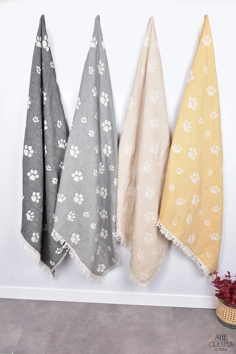 Guest Towel, Turkish Beach Towel Bulk, 70x36 Cotton Paw Design Towel, Embroidered Towel, Custom Wedding Gift, Best Beach Towel, Personalised Gift - 8
