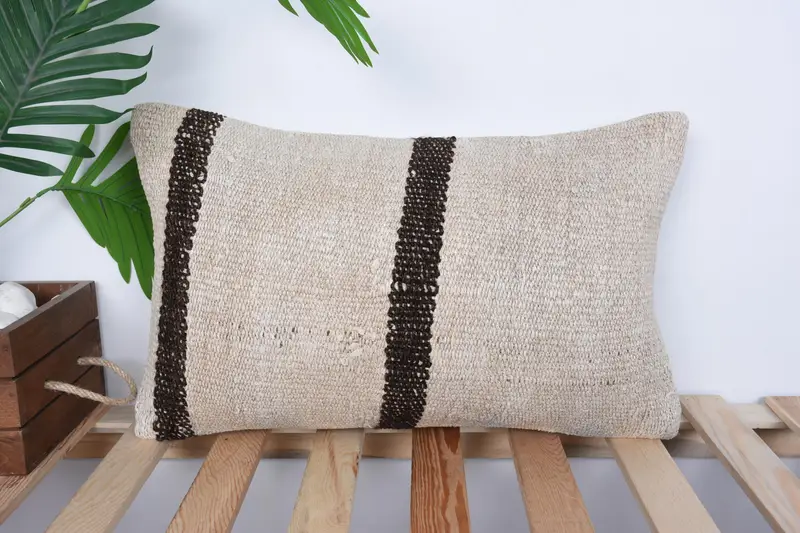 Shabby Chic Pillow, Antique Pillows, Square Throw Pillow Sham, 12x20 Beige Pillow, Pillow, Pillow for Sofa, Office Chair Cushion Case, Boho Pillow - 1
