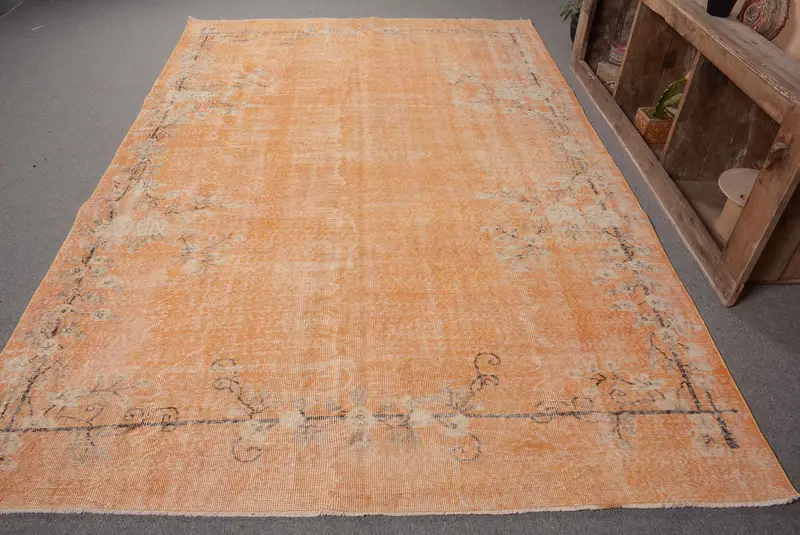 手作りのイエローオンブレラグ、6.5x10.2フィートのシックな装飾