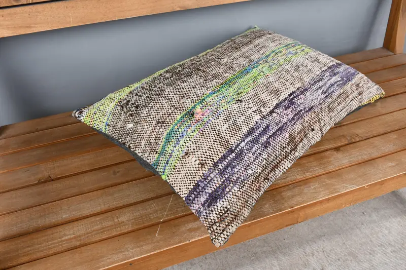 Ethnic Pillow, Boho Pillow, Antique Pillows, 16x24 Green Pillow Sham, Pillow, Aesthetic Pillow Cover, Chair Cushion Case, Kilim Pillow - 2