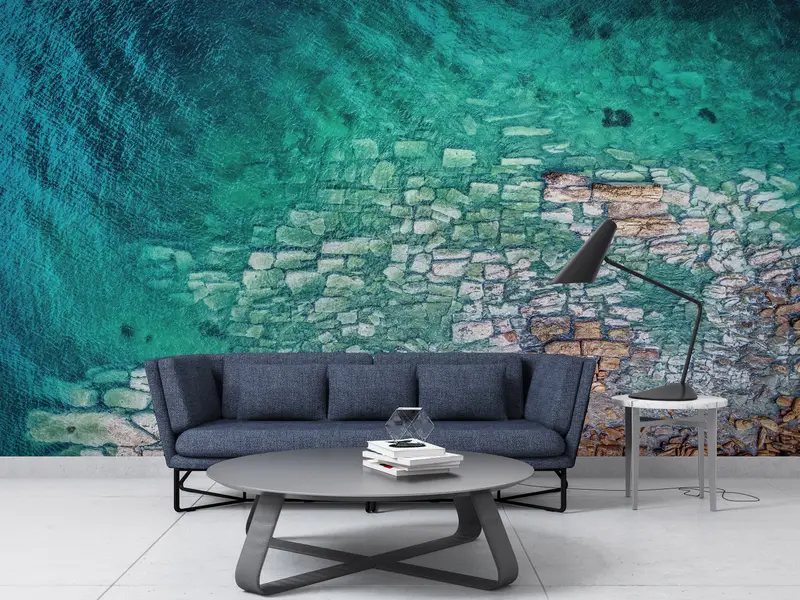 海岸の雰囲気を演出するエレガントな海景プリント壁紙