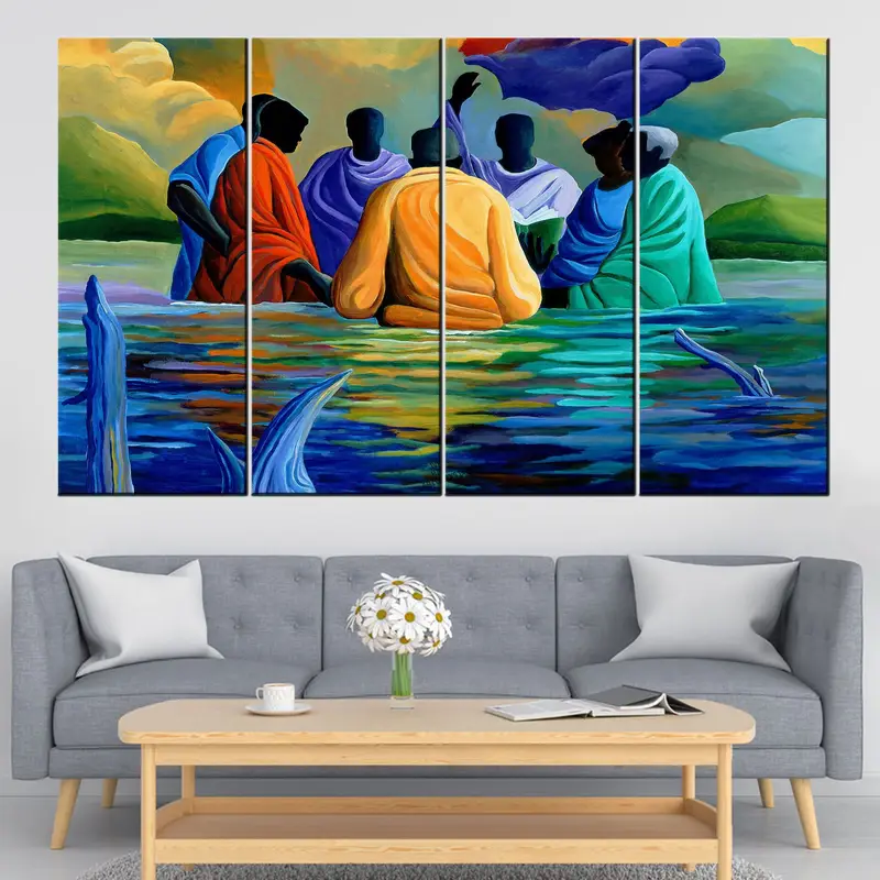 Colorful Baptism Art, Modern Wall Decor, Island's Life, Home Decoration, Colorful Canvas, Baptism Canvas, Wall Decor, African Ethnic Arts - 3