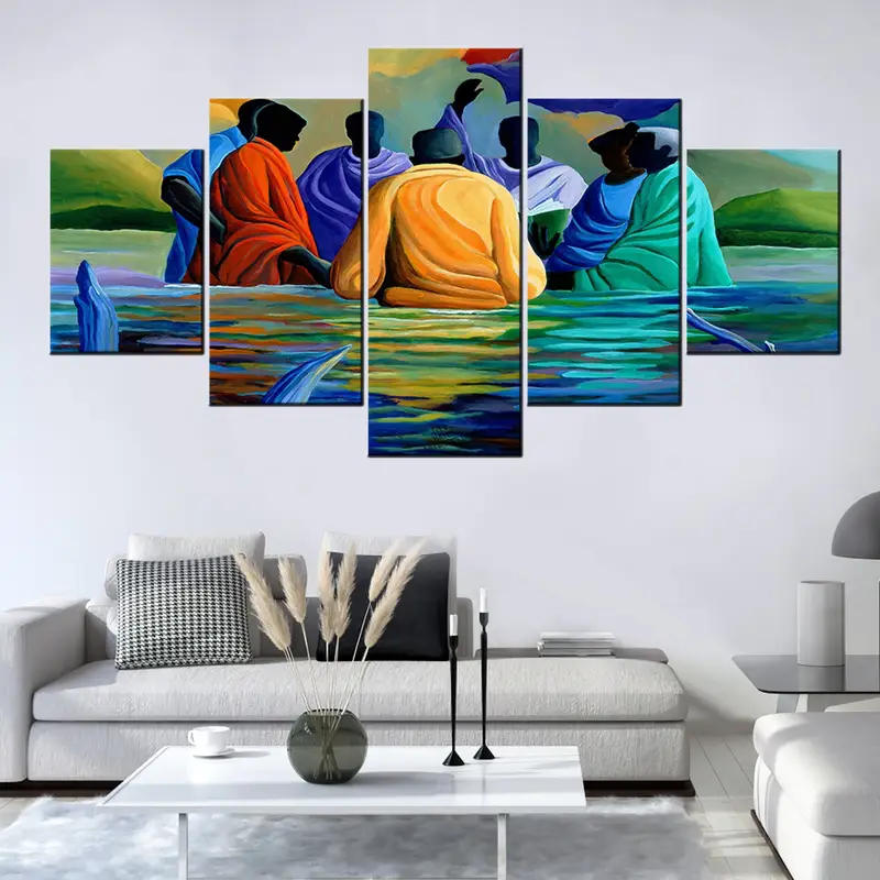 Colorful Baptism Art, Modern Wall Decor, Island's Life, Home Decoration, Colorful Canvas, Baptism Canvas, Wall Decor, African Ethnic Arts - 5