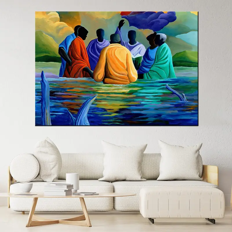 Colorful Baptism Art, Modern Wall Decor, Island's Life, Home Decoration, Colorful Canvas, Baptism Canvas, Wall Decor, African Ethnic Arts - 1