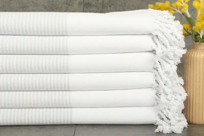 Personalized Gift Turkish Bath Towel Light Gray Stripes, 40x71 Inches