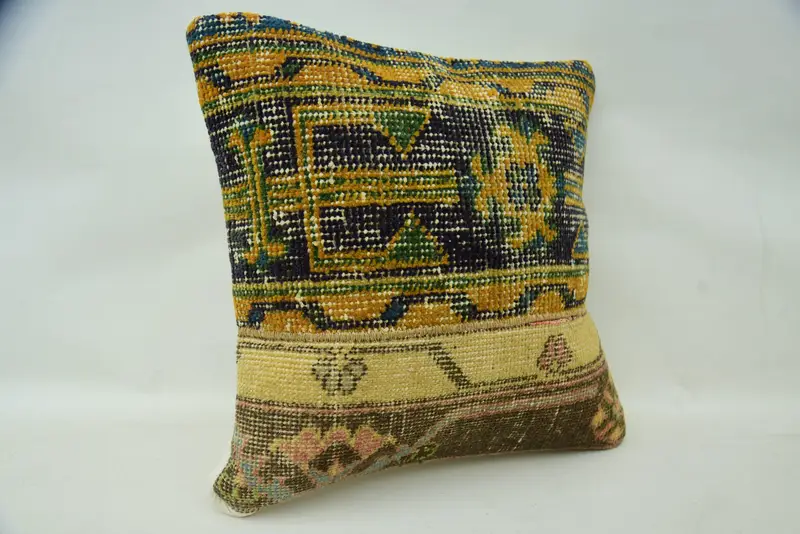 Nomadic Cushion, 16x16 Beige Pillow, Handmade Kilim Cushion, Pillow Sham, Gift Pillow, Kilim Pillow Cover, Ikat Pillow Cover - 2