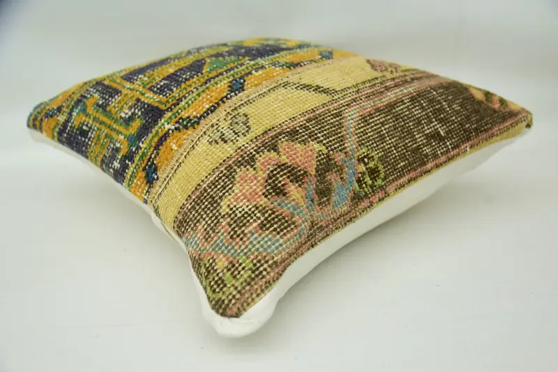 Nomadic Cushion, 16x16 Beige Pillow, Handmade Kilim Cushion, Pillow Sham, Gift Pillow, Kilim Pillow Cover, Ikat Pillow Cover - 6