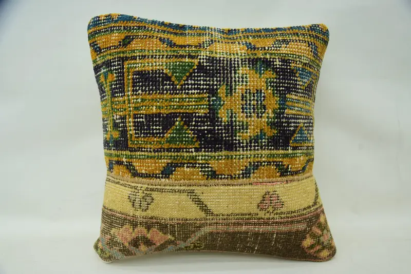 Nomadic Cushion, 16x16 Beige Pillow, Handmade Kilim Cushion, Pillow Sham, Gift Pillow, Kilim Pillow Cover, Ikat Pillow Cover - 1