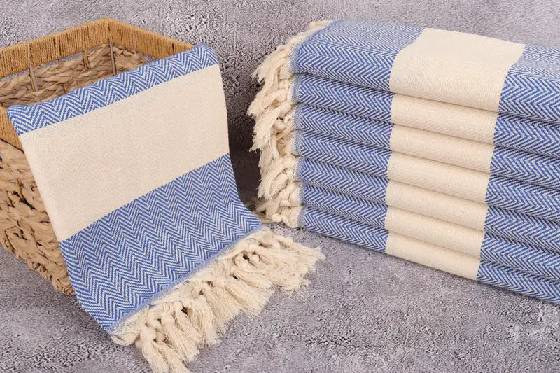Turkish hand towel, 70x40 Cotton Herringbone Towel, Lightweight Turkish towel for beach, Gift For Him, Wedding Gift For Bride, Bridal Shower Gift - 3