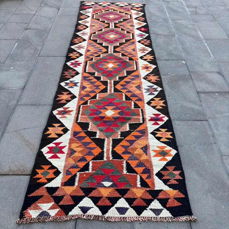 Orange Ombré Rug, 3x10 ft Vibrant Decor