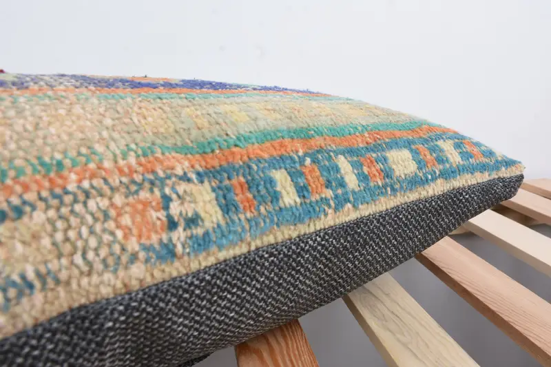 Turkish Kilim Pillow, Cushion Case, 12x36 Blue Pillow Sham, Morroccon Kilim Cushion Pillow, Turkish Pillow, Vintage Kilim Pillow - 7