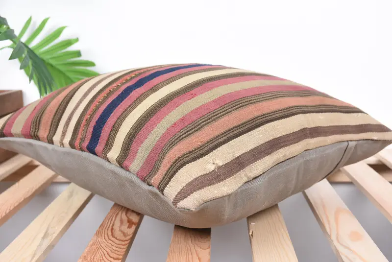 Ethnical Kilim Rug Pillow, Pillow, Turkish Kilim Pillow, Seat Cushion Cover, 16x16 Purple Cushion Case, Turkish Pillow, Yoga Pillow Sham - 6