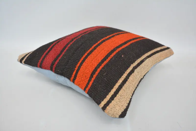 Traditional Pillow Case, Antique Pillows, Kilim Pillow, 14x14 Brown Pillow Cover, Yoga Cushion Case, Pillow Cover, Turkish Pillow - 6
