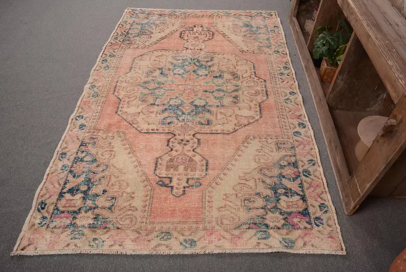 Vibrant Orange & Blue Rug, Southwestern Pattern 135x205 cm