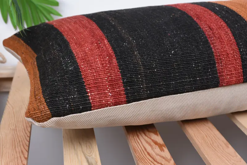 Turkish Pillow, Retro Throw Cushion Cover, Boho Pillow Sham Cover, Cushion, Pillow for Sofa, Couch Pillow Sham, 12x36 Red Pillow Sham - 6