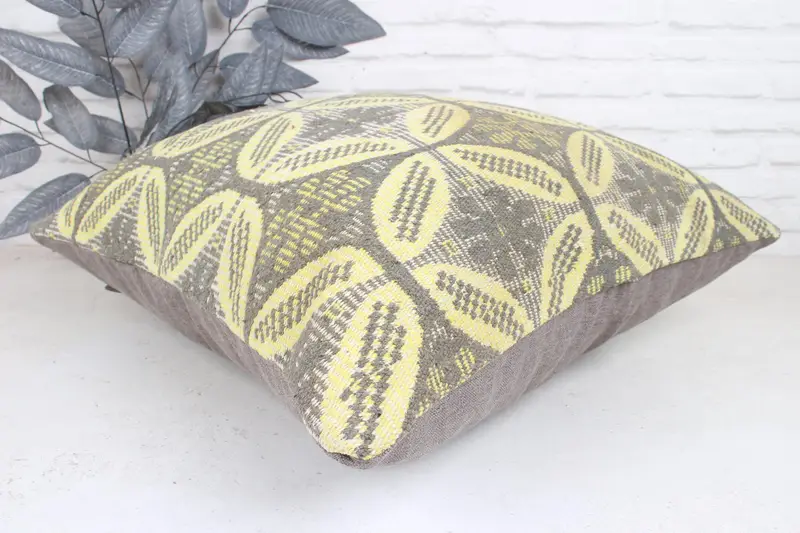 Yastık kasası, Türk Kilim yastığı, kanepe yastığı, 24x24 sarı yastık, destek yastığı, Türk yastığı, ev dekorasyonu yastığı - 6