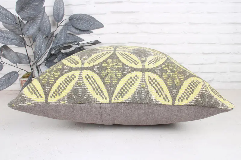 Yastık kasası, Türk Kilim yastığı, kanepe yastığı, 24x24 sarı yastık, destek yastığı, Türk yastığı, ev dekorasyonu yastığı - 5