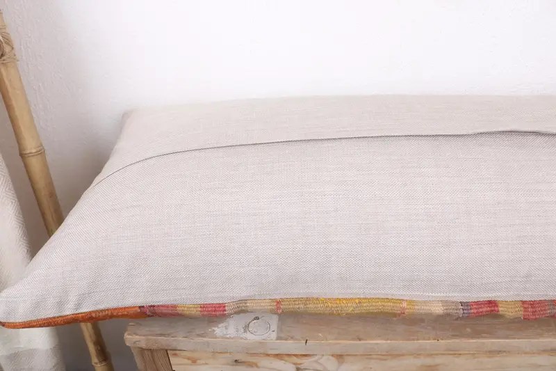 Ethnical Kilim Rug Pillow, 16x43 Orange Cushion, Designer Throw Pillow, Interior Designer Pillow, Cushion, Gift Pillow - 7