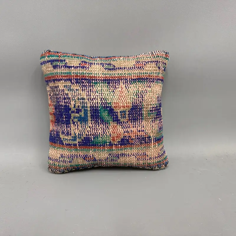 Gift Pillow, 12x12 Blue Pillow Cover, Personalized Gift Pillow Pillow, Authentic Cushion, Cushion Case, Kilim Pillow Cover, Kilim Pillow - 4