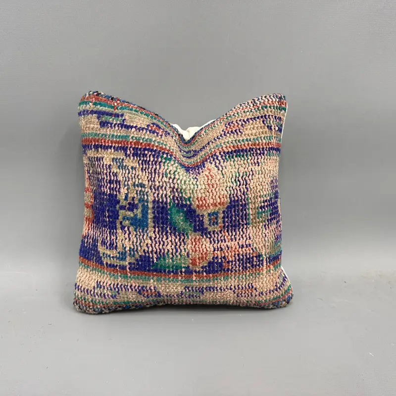 Gift Pillow, 12x12 Blue Pillow Cover, Personalized Gift Pillow Pillow, Authentic Cushion, Cushion Case, Kilim Pillow Cover, Kilim Pillow - 1