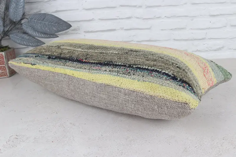 Gift Pillow, Pillow for Couch, Ethnical Kilim Rug Pillow, Pillow, Indoor Pillow Cover, Outdoor Bolster Pillow Case, 12x24 Yellow Cushion Cover - 7