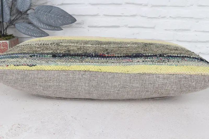Gift Pillow, Pillow for Couch, Ethnical Kilim Rug Pillow, Pillow, Indoor Pillow Cover, Outdoor Bolster Pillow Case, 12x24 Yellow Cushion Cover - 6