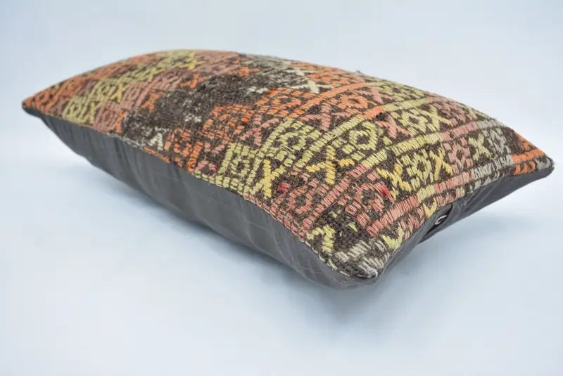 Gift Pillow, Handwoven Pillow Cover Cushion Case, Vintage Kilim Throw Pillow, Cushion Cover, 12x24 Orange Pillow, Kilim Pillow Cover - 6