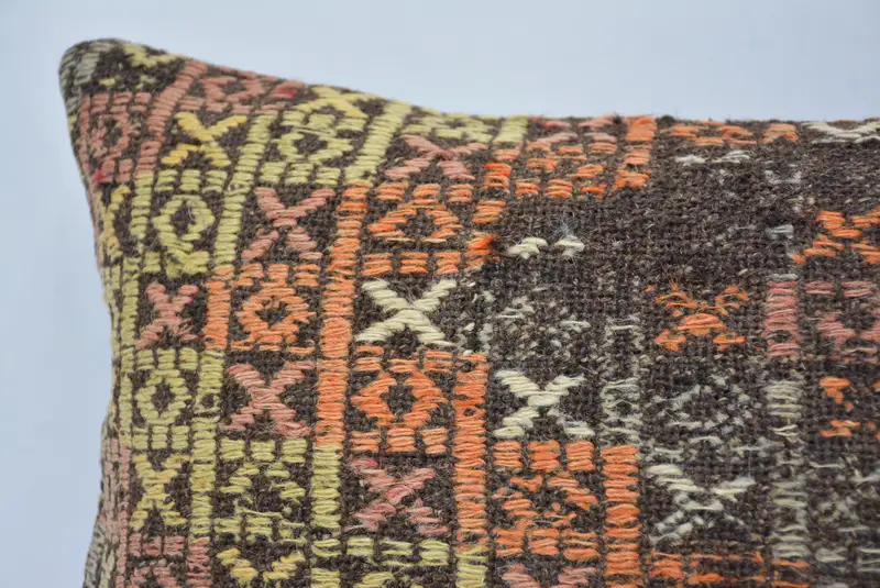 Gift Pillow, Handwoven Pillow Cover Cushion Case, Vintage Kilim Throw Pillow, Cushion Cover, 12x24 Orange Pillow, Kilim Pillow Cover - 2