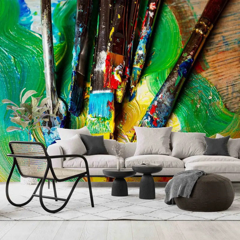 Paint Wall Stickers, Vinyl Wallpaper, Oil Wall Paper, Colorful Brush Stroke Wall Paper, Wallpaper Mural Art, Modern Wall Art, 3D Wall Art, - 8